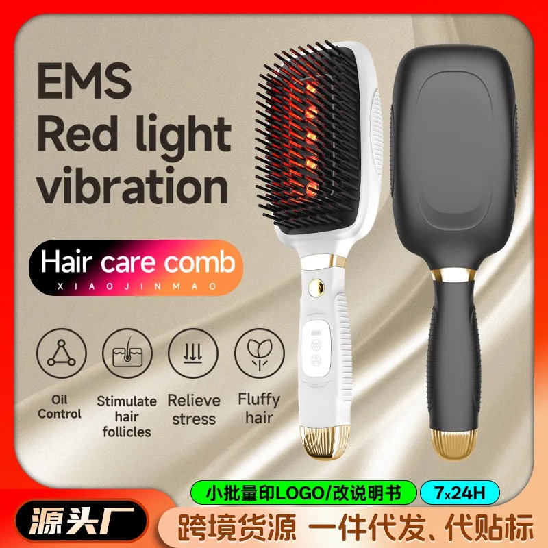 Hair Care For Hair Growth - Elektrikli Anti-statik Saç Tarağı Titreşimli Kırmızı